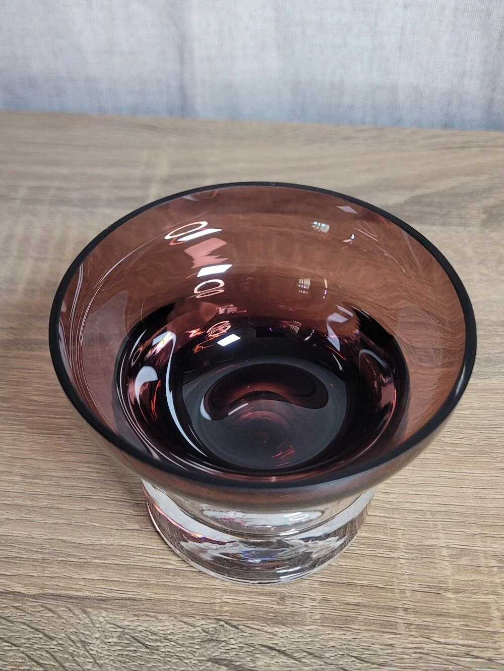 Vintage Krosno Purple Amethyst Glass Votive Candle Holder - Home Accent